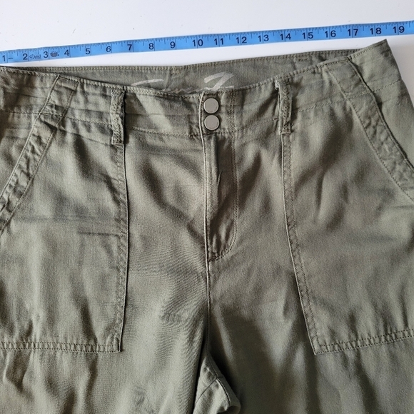 Seven7 Wide-Leg Cropped Pants Fatique Green Size 12 - Picture 5 of 11